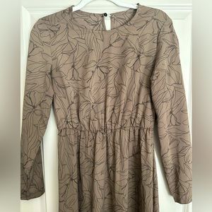 Coffee brown floral pattern maxi dress